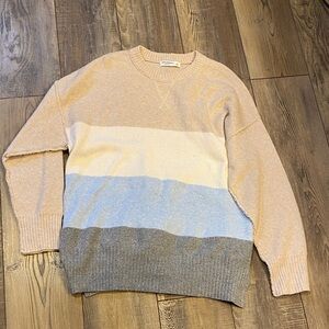 Arizona Jean Company Women's Colorblock Sweater - Tan, Cream, Blue, Gray